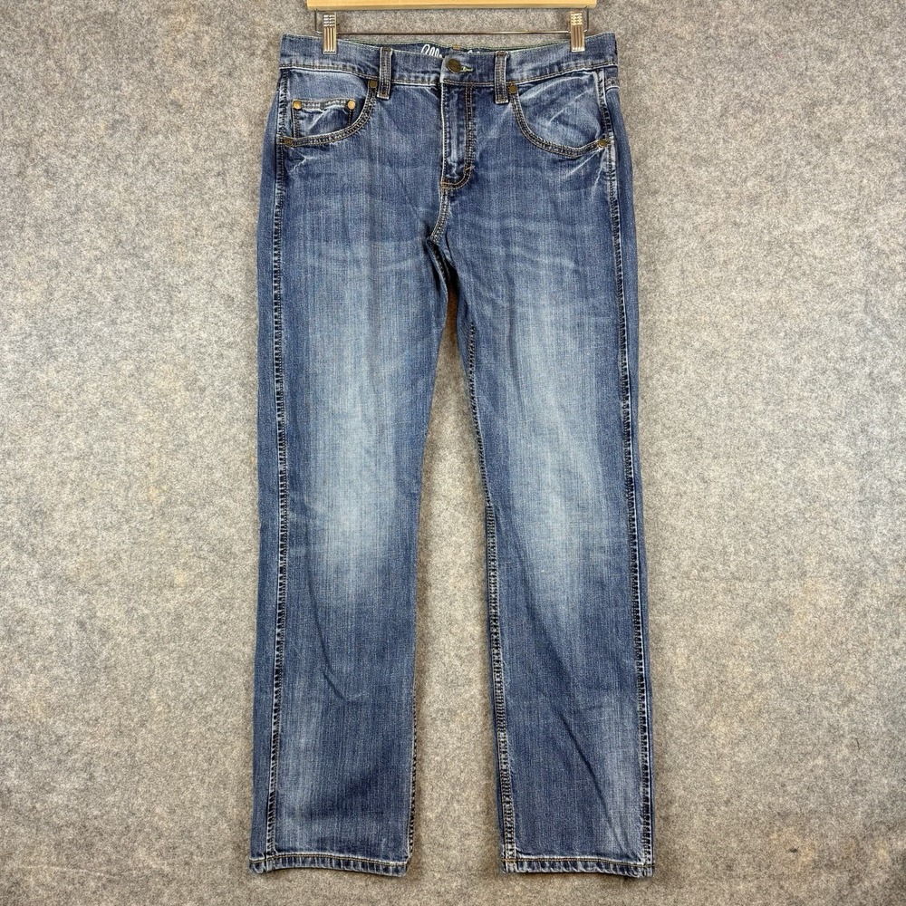 Wrangler Retro Jeans Mens 30x32  Blue Slim Straight Whiskered Western Cowboy